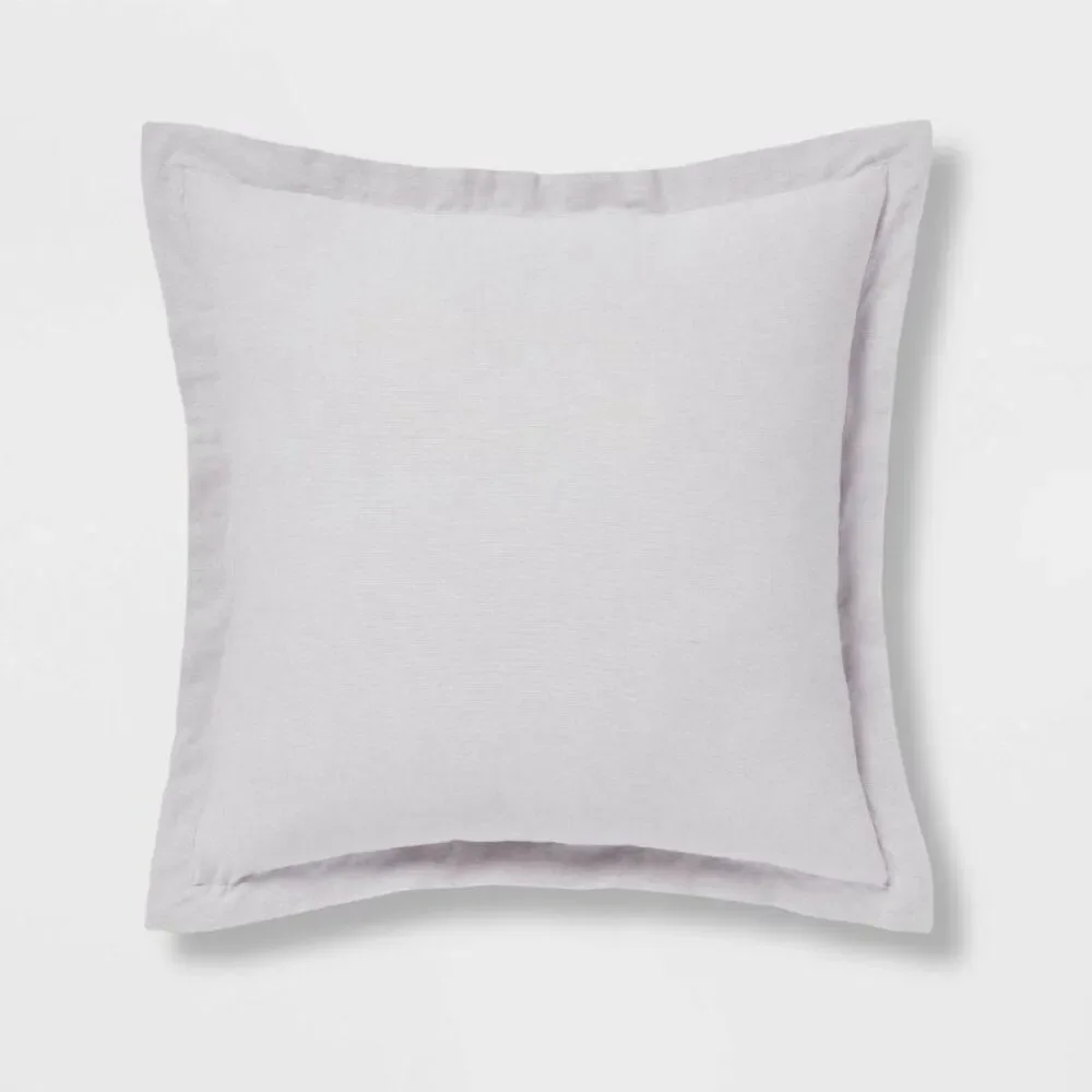 Euro Cotton Linen Blend Chambray Decorative Throw Pillow - Light Gray